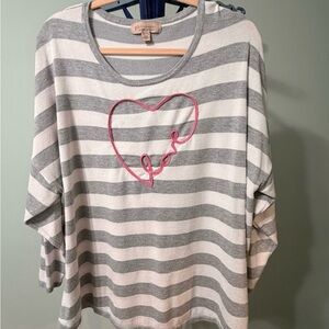 Philosophy Gray and White Striped Sweater